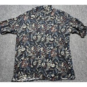 Alexander Lloyd Shirt Mens 2XLT Tall Leaf Print Rayon‎ Button Up Casual